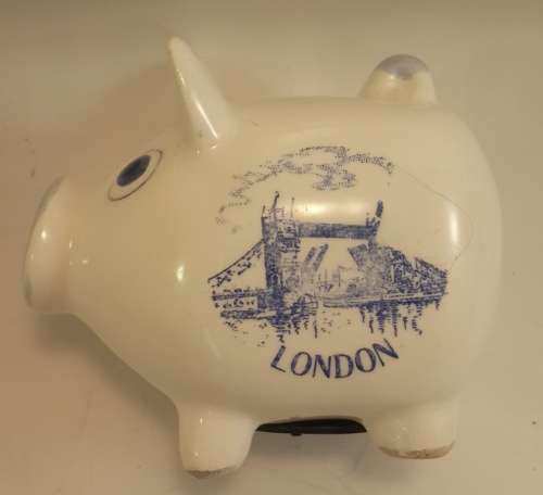 A Porcelain  Piggy Bank from London
