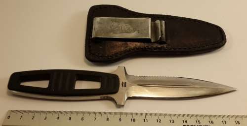 Kershaw - Amphibian Dive Knife w/ Leather Sheath 1006L Japan Skinning Knife with leather sheath