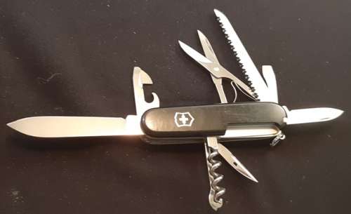 Victorinox Swiss Army knife (Huntsman) with Black Scales and Logo