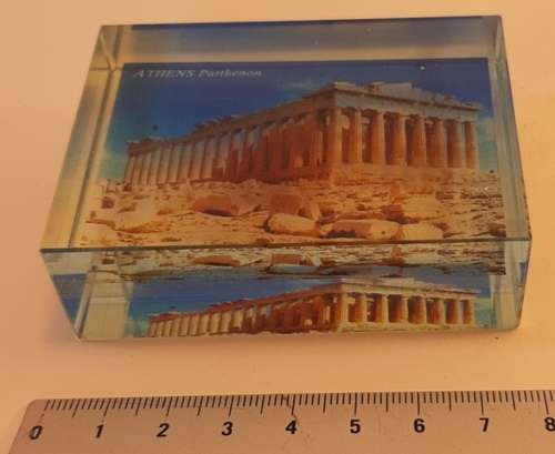 Paper Weight Glass with Athens Parthenon