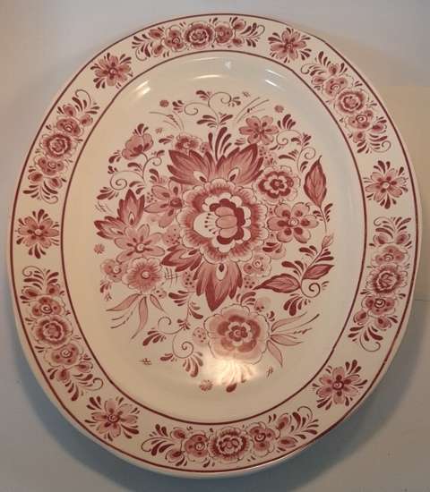 Serving  Oval plate Royal Crown Delft W 42 cm by H 30.5