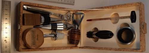 Bar Set as per pictures seven pc in cork box and bottle opener