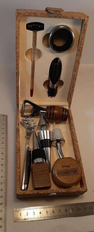 Bar Set as per pictures seven pc in cork box and bottle opener