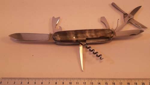Vintage Le Thiers Florinox made in France Stag Horn Scales Rare with grooved cork screw