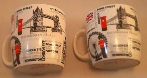London Coffee or Tea Muggs two pc 7 cm Hight width 7 cm as per pictures