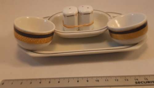 Small Plate Plus two egg cups Small plate holder for Salt and Pepper SAA