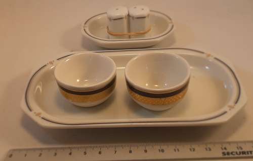 Small Plate Plus two egg cups Small plate holder for Salt and Pepper SAA