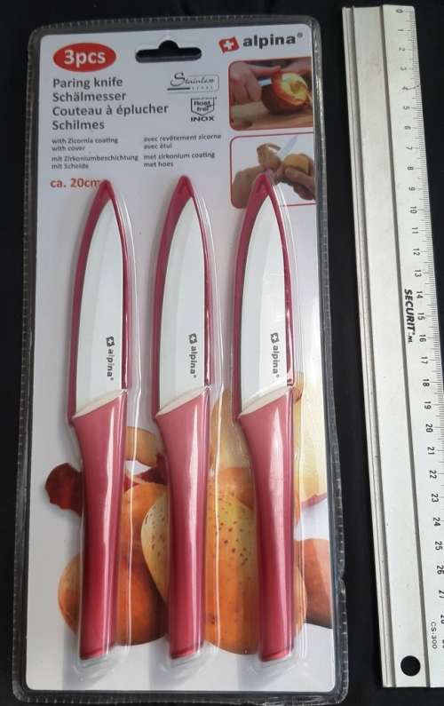 alpina Paring Knife 20cm Rostfrei Inox with Zicornia Coating and cover 3pcs