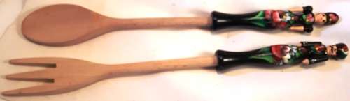 Salad serving set as per pictures wood from Budapest