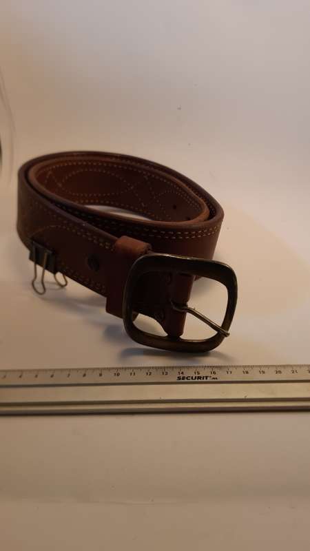 DOUBLE LEATHER BELT El Paso Brown Basket Weave size on belt size on 36 inch