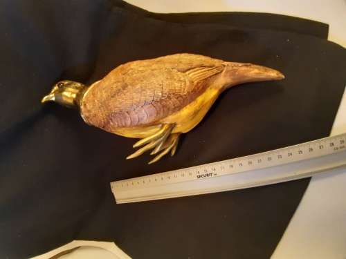 Dove carved stone  ? with Brass head and Claws Hight 13.5 cm length 26.5