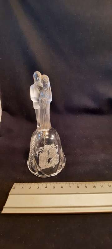 Hand held Lead Crystal Wedding Bell H13 cm by 6cm