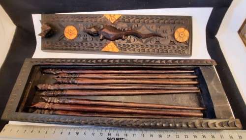 Vintage Hand Carved Asian Wooden Box with lid and as per pictures