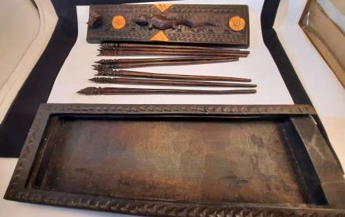 Vintage Hand Carved Asian Wooden Box with lid and as per pictures