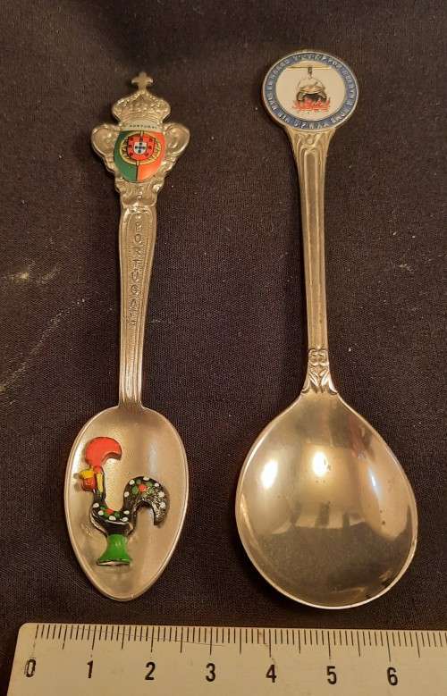 Collectable  Spoons with Chicken inlay Portugal and  Huis en Haard .Hearth and Home