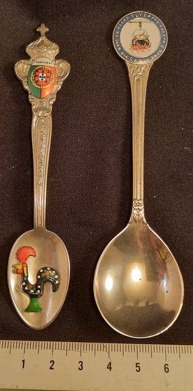 Collectable  Spoons with Chicken inlay Portugal and  Huis en Haard .Hearth and Home