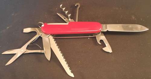 Victorinox Swiss Army knife (Huntsman) with Red Scales and Logo