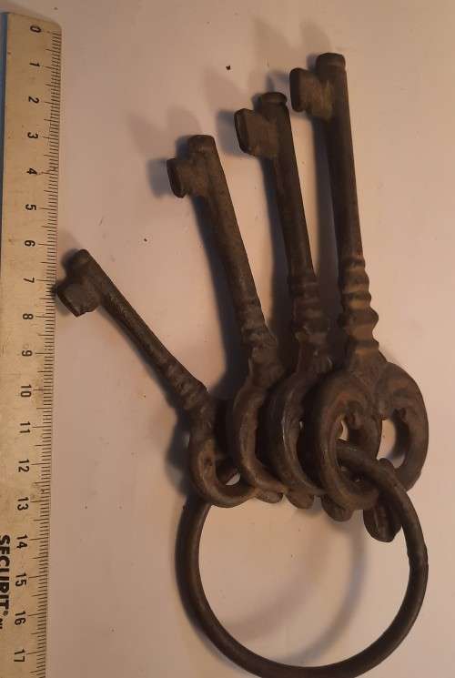 Set of  four decorative Metal  Keys on ring