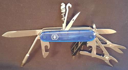 Victorinox -Cybertool-34  Swiss Army Knife Blue Translucent scales