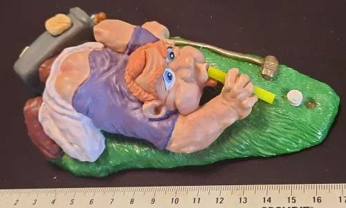 Paper Weight Cast Resin Golf scene Funny Golfer Figurine Blowing Golf Ball in hole