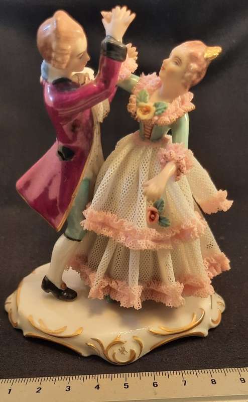 Porcelain Dancing Couple Vintage German Frankenthal  Hight11 cm width 9 cm