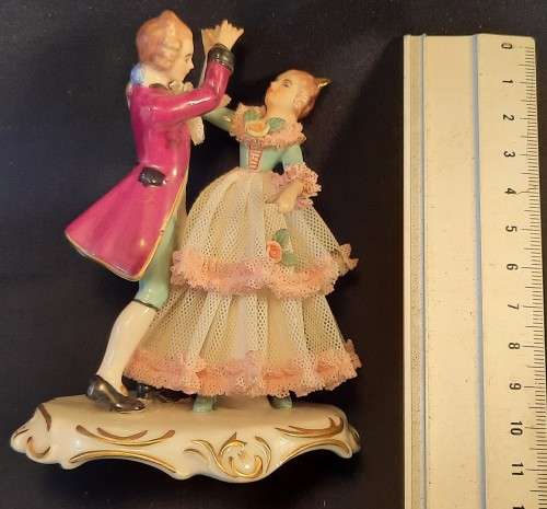 Porcelain Dancing Couple Vintage German Frankenthal  Hight11 cm width 9 cm