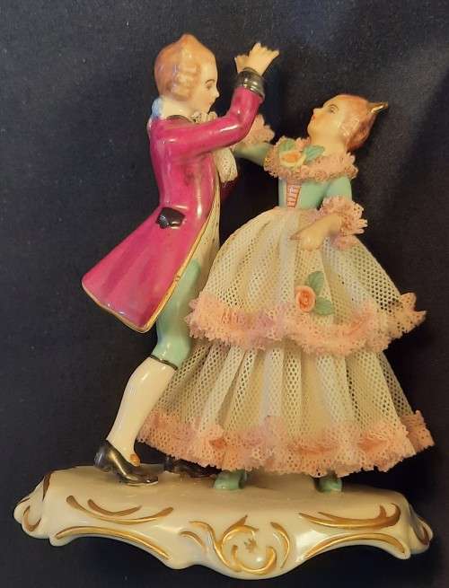 Porcelain Dancing Couple Vintage German Frankenthal  Hight11 cm width 9 cm