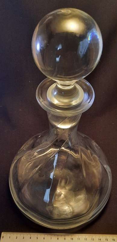 Glass  Ships Decanter wide bottom with glass stopper
