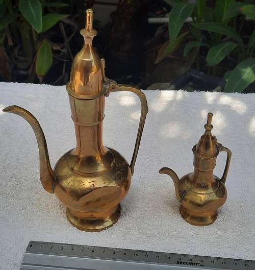 Two Small Arabian Coffee  Dallah (Coffee Pot)  As per pictures Big Hight 22 cm small Hight 13 cm