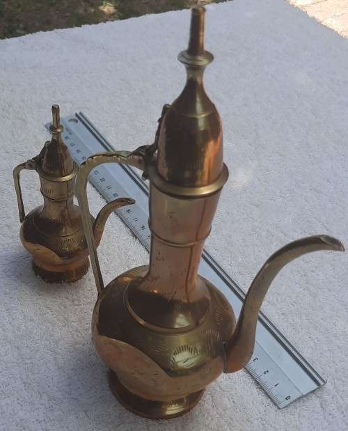 Two Small Arabian Coffee  Dallah (Coffee Pot)  As per pictures Big Hight 22 cm small Hight 13 cm