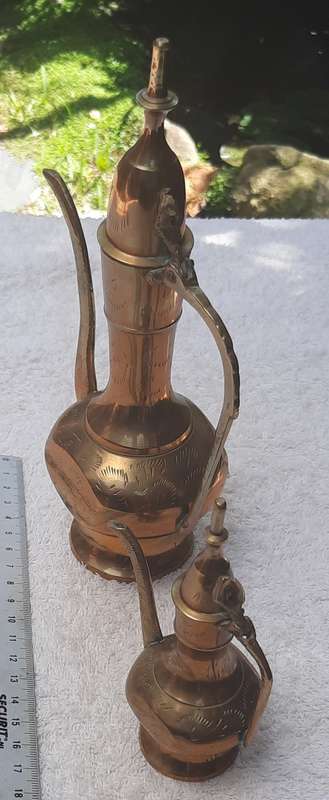 Two Small Arabian Coffee  Dallah (Coffee Pot)  As per pictures Big Hight 22 cm small Hight 13 cm