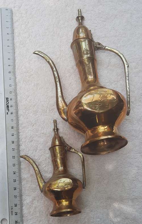 Two Small Arabian Coffee  Dallah (Coffee Pot)  As per pictures Big Hight 22 cm small Hight 13 cm