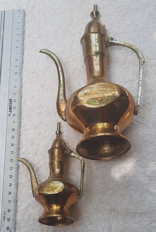 Two Small Arabian Coffee  Dallah (Coffee Pot)  As per pictures Big Hight 22 cm small Hight 13 cm