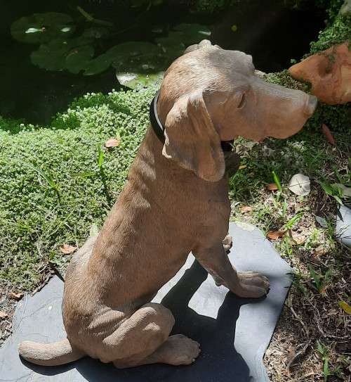 Hand Crafted Dog figurine Sitting Weimarana Hight 39 cm Hand Painted restored