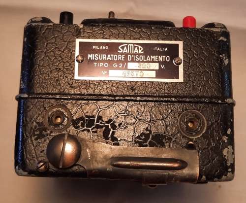 megger in Italy Misuratore d`isolamento G2/500V SAMAR  Milano 1950 ties 500 volt insulation tester
