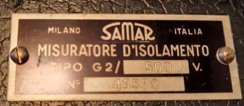 megger in Italy Misuratore d`isolamento G2/500V SAMAR  Milano 1950 ties 500 volt insulation tester