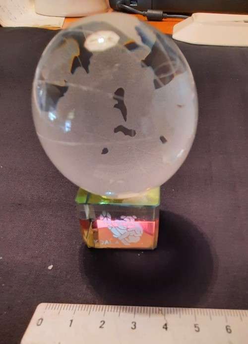 Crystal World Globe ornament sits in concave square Crystal Stand Koala Hight 7 cm