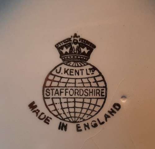 Plate Dish Vintage Old Foley by James Kent made in Staffordshire with gold trim Length 27.5 by 20cm
