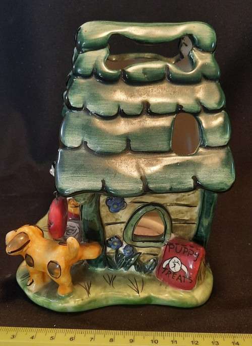Blue Sky clay works Puppy Play House tea light made in Canada year 2008