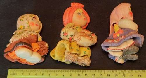 3 X Collectable Dolls  clay- Possible Balkan