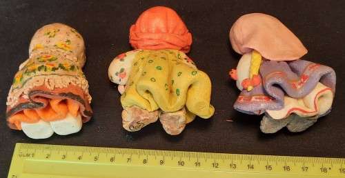 3 X Collectable Dolls  clay- Possible Balkan