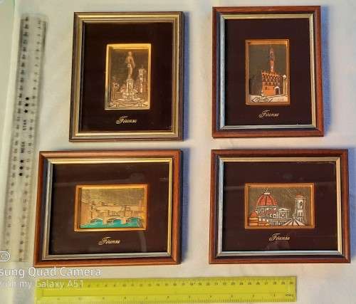 Four Miniature Italian engraved and painted by hand on gold leaf as per Pictures