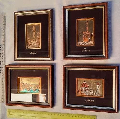 Four Miniature Italian engraved and painted by hand on gold leaf as per Pictures