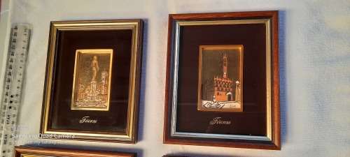 Four Miniature Italian engraved and painted by hand on gold leaf as per Pictures