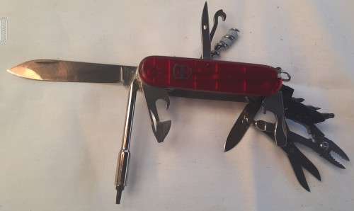Victorinox -Cybertool-34  Swiss Army Knife Red Translucent scales