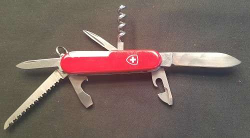 Victorinox Swiss Army Knife Red   Scales  collectors item 84 mm with 3 layers and small nail file