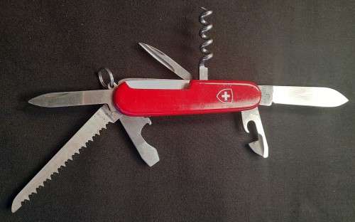 Victorinox Swiss Army Knife Red   Scales  collectors item 84 mm with 3 layers and small nail file