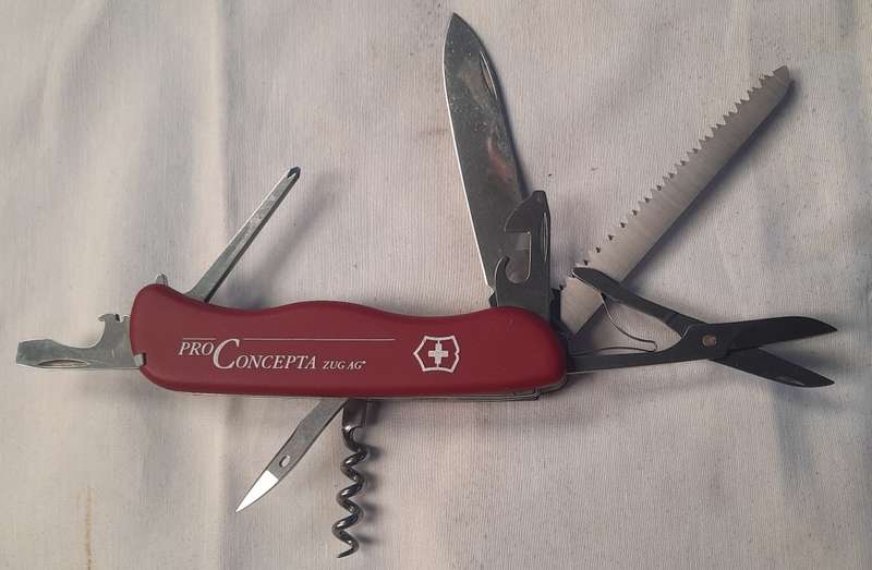 Victorinox Swiss Army knife 111mm Outrider model Red scales pro Concepta Logo on scale