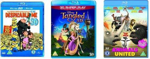 3 x 3D Blu-ray animated films - Despicable Me / Tangled / Animals United [3D Blu-ray]