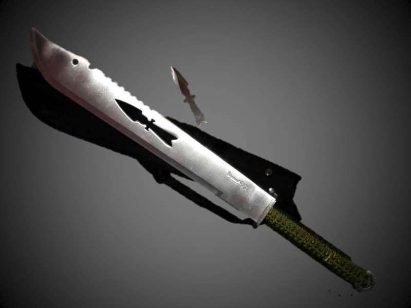 Elephant Machete with Throwing Knife + pocket blade with torch